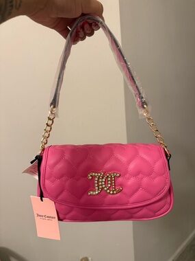 Juicy Couture Hot Pink Quilted Shoulder Bag with Gold Chain